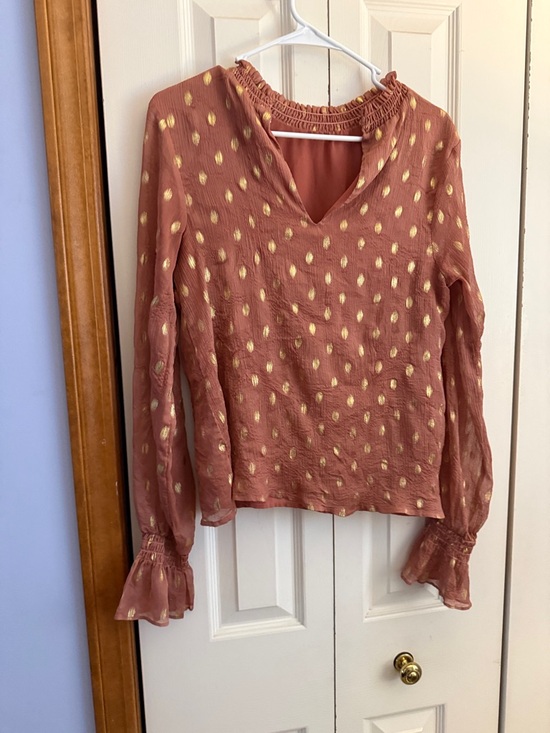 Endless Rose Mauve Pink Blouse with Gold Dot Accents - Picture 2 of 3